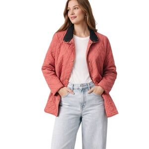 Quilted Barn Field Jacket Snap Women’s Primaloft in Salmon Pink Preppy Size M
